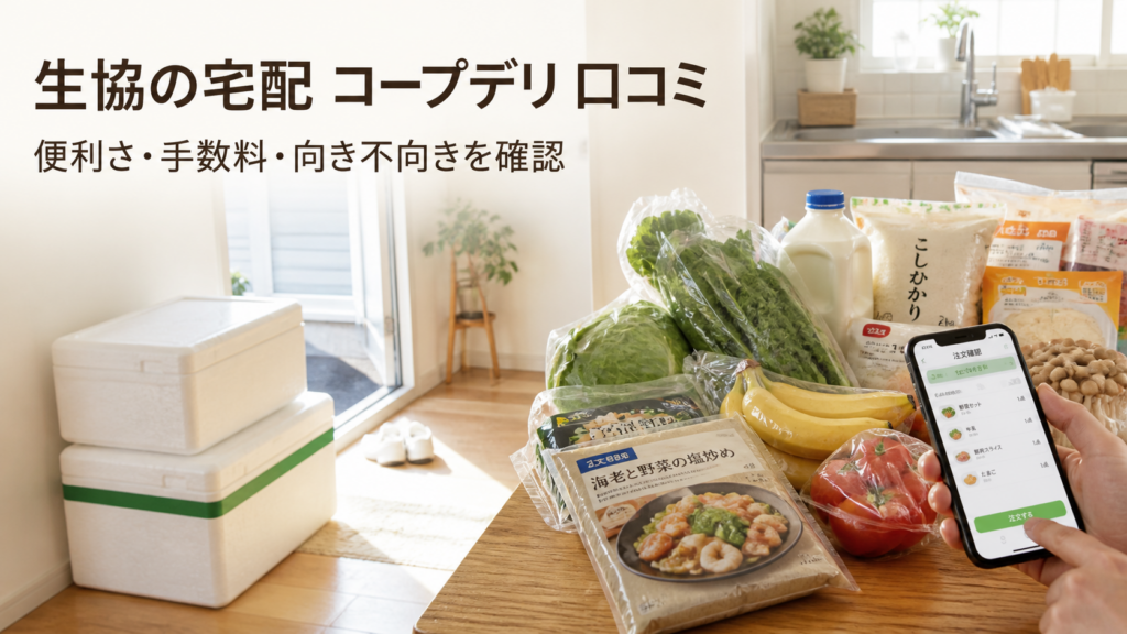 生協の宅配コープデリの口コミと手数料を確認するイメージ