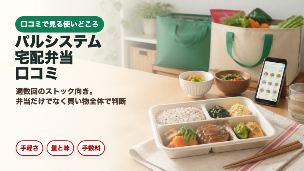パルシステム宅配弁当の口コミは週数回のストック向きと伝えるアイキャッチ画像