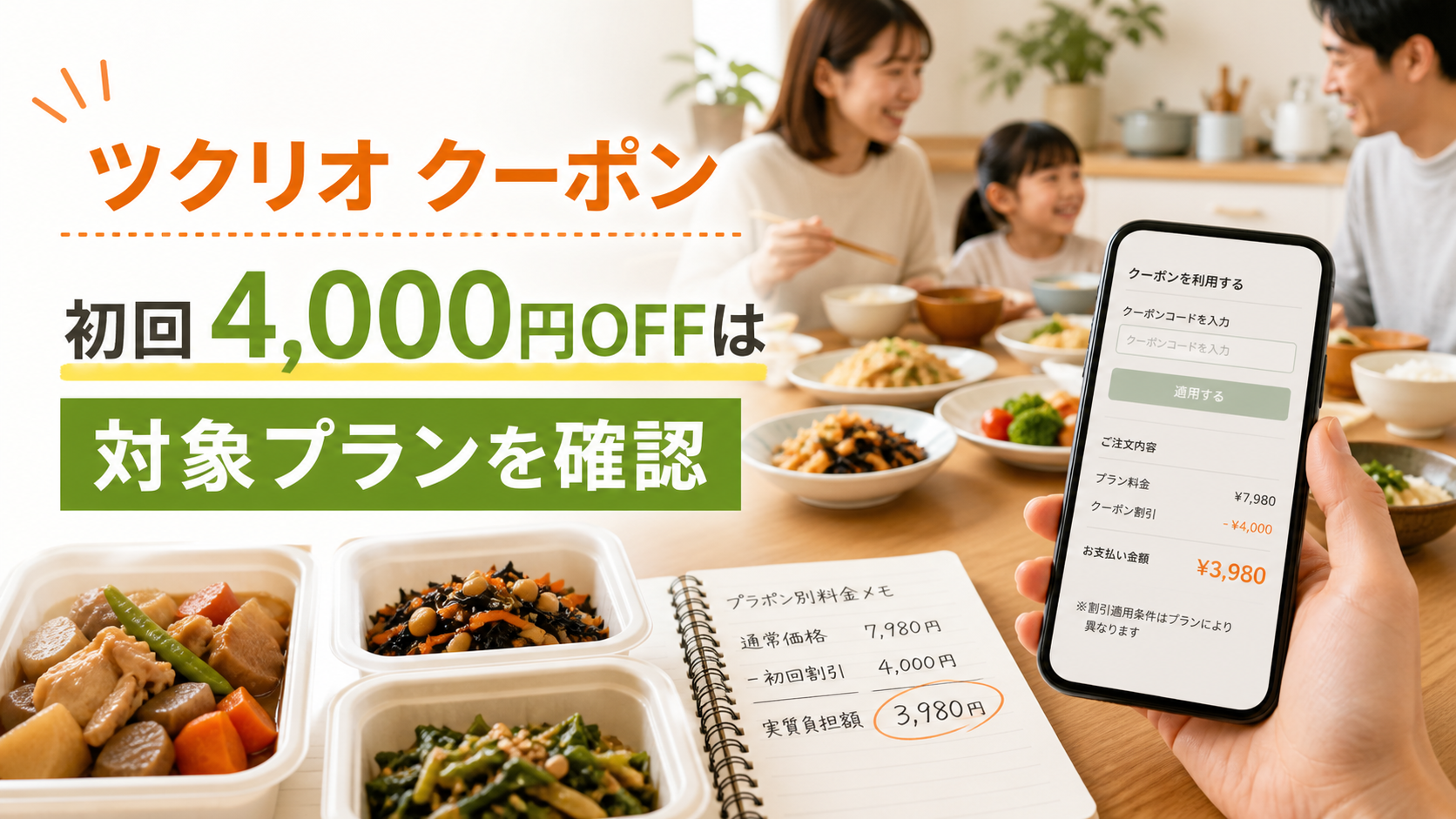 ツクリオのクーポン対象プランを確認するイメージ画像