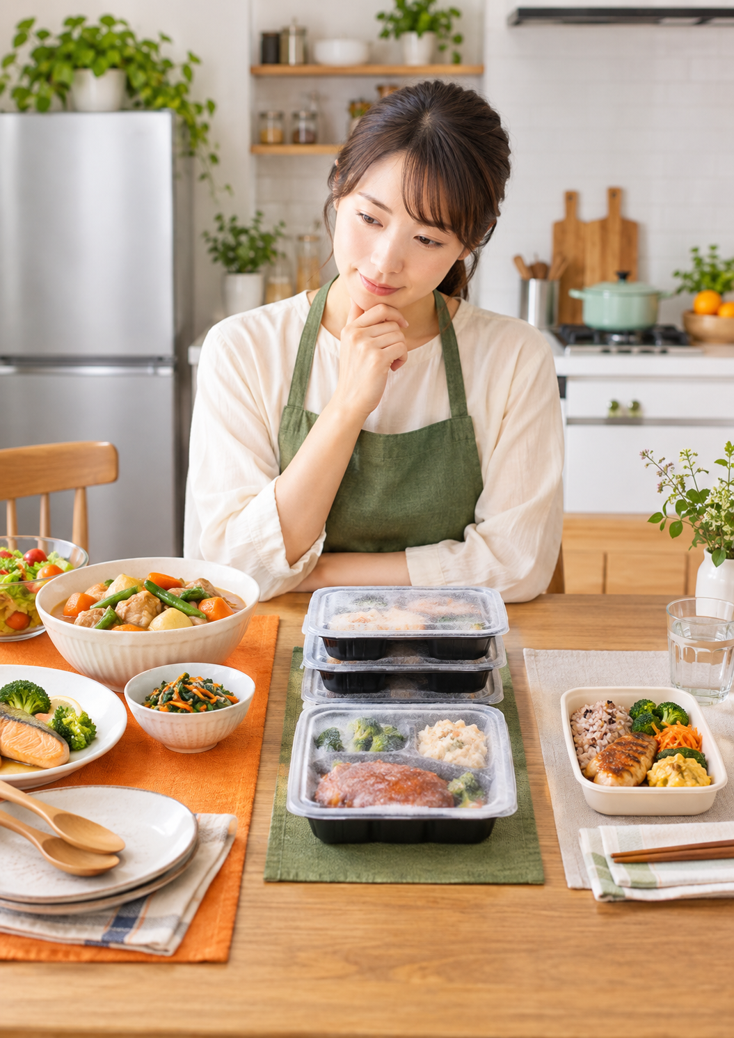 冷蔵惣菜や冷凍弁当など宅食サービスの違いを比較するイメージ画像
